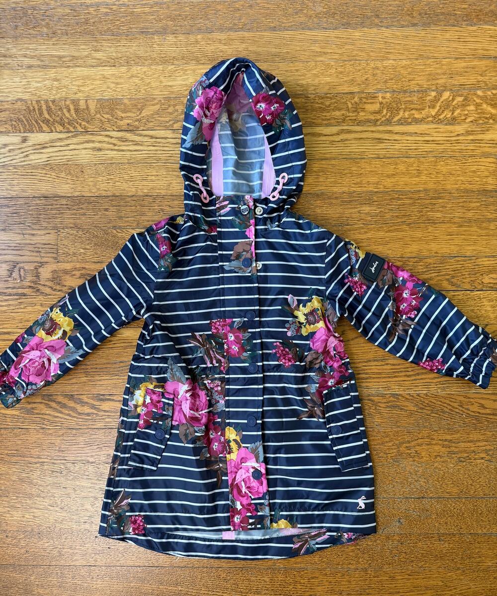 Joules Girls' Navy Floral Rain Jacket Size 2